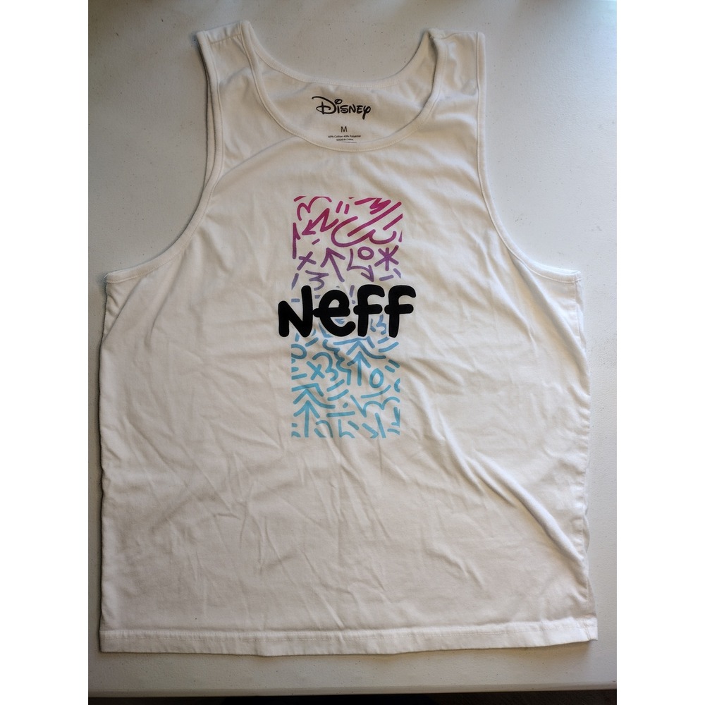Disney x Neff Mens Mickey Mouse‎ Graffiti Graphic Tank Top White Medium